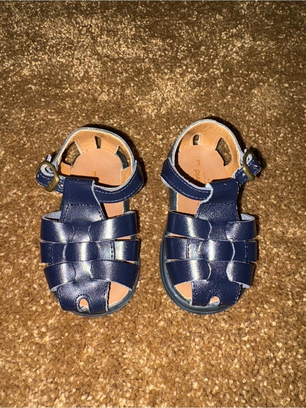 Scott David Navy Blue Leather Fisherman Sandals